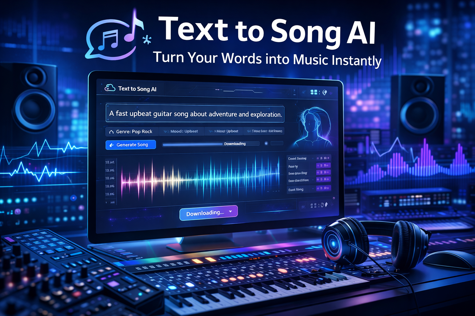 Text to Song AI generating music from text prompt
