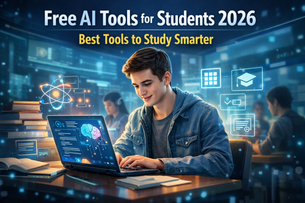 free AI tools for students 2026 study smarter with artificial intelligence digital learning concept