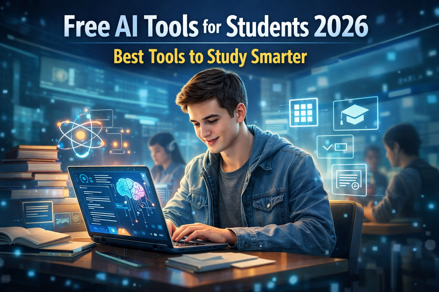 free AI tools for students 2026 study smarter with artificial intelligence digital learning concept